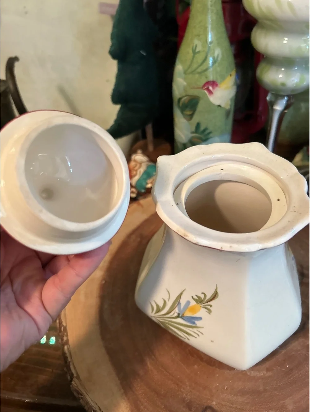 Vintage J.J. Willfra Hand-Painted Ceramic Rooster Cookie Jar with Lid